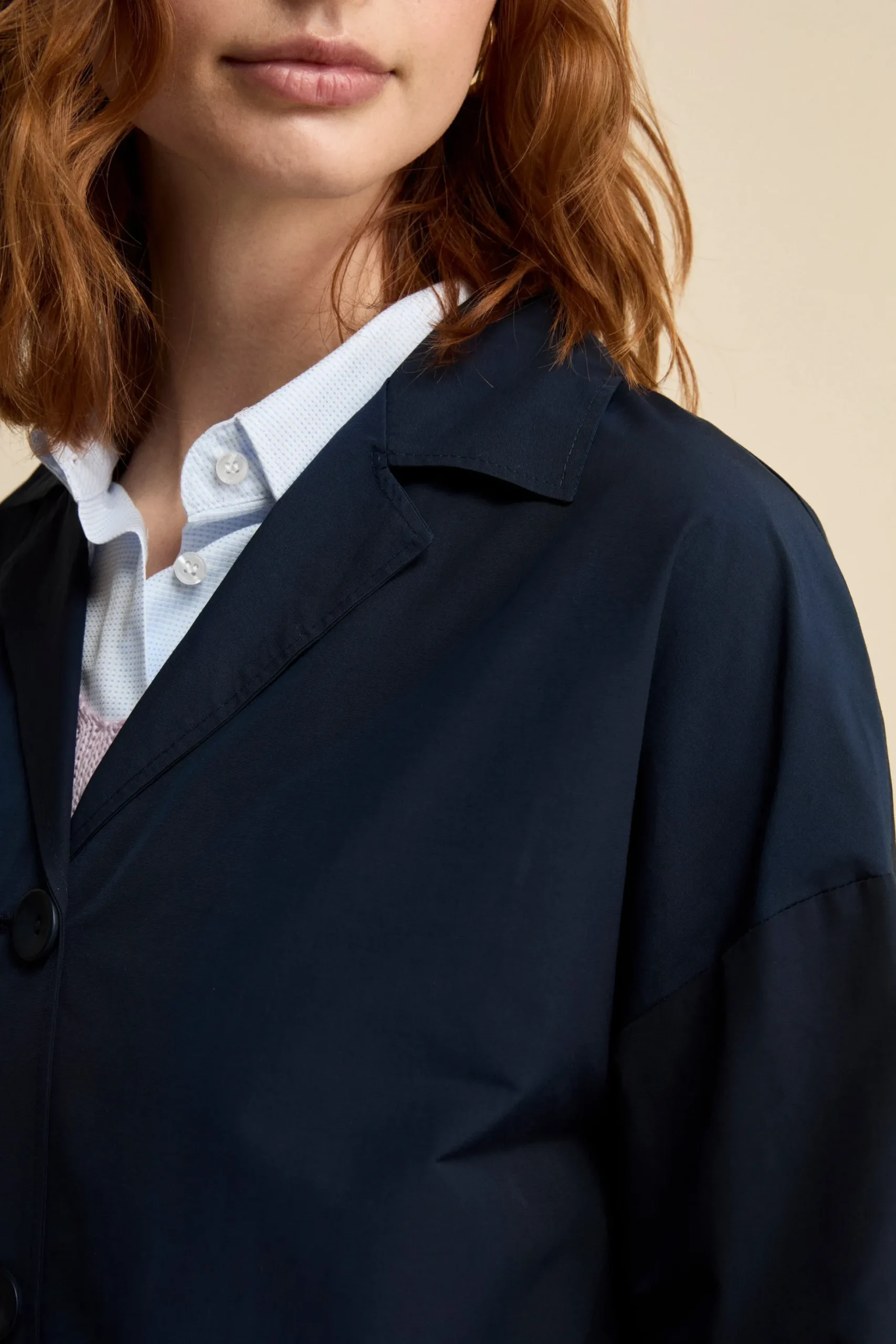 Giacca Impermeabile Sfoderata in Misto Cotone - BLU