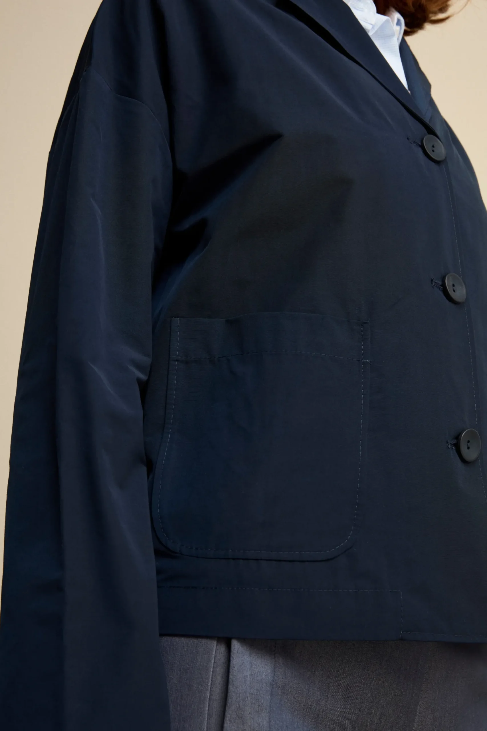 Giacca Impermeabile Sfoderata in Misto Cotone - BLU