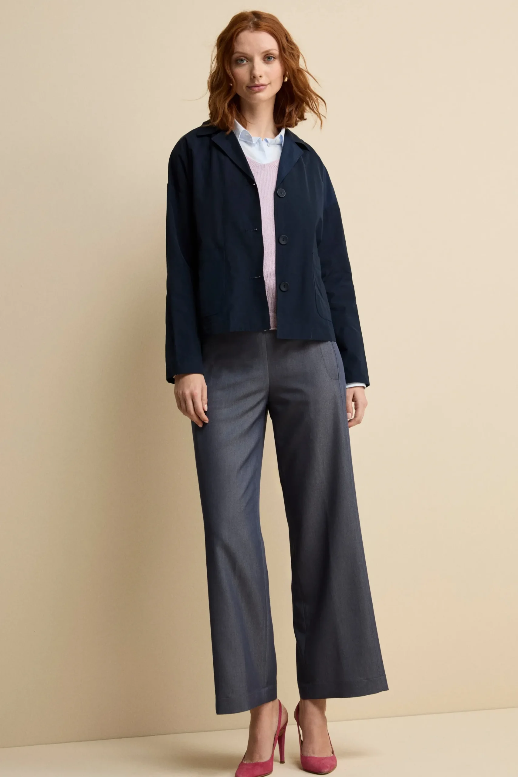 Giacca Impermeabile Sfoderata in Misto Cotone - BLU