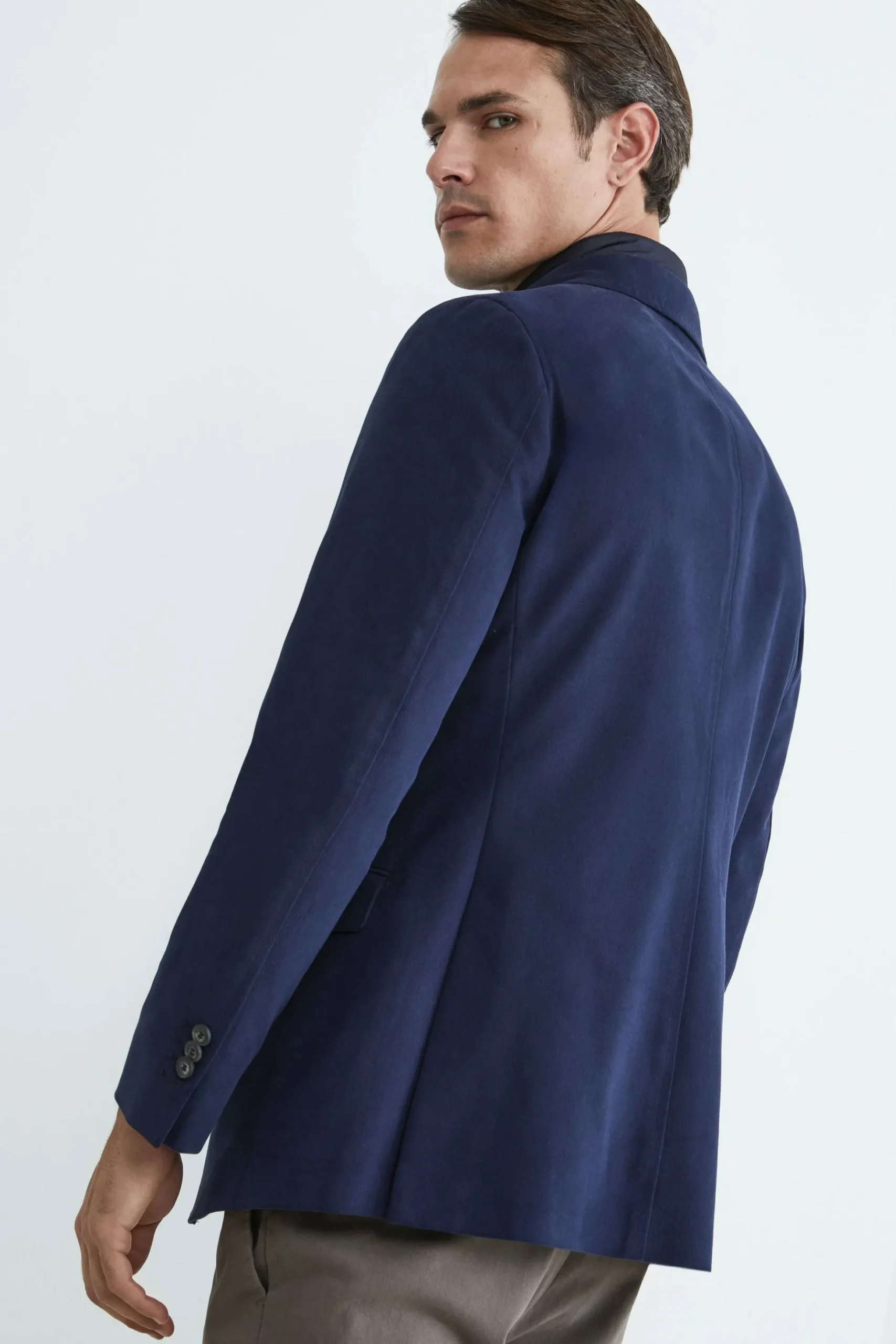Giacca in cotone con pettorina - BLU APERTO