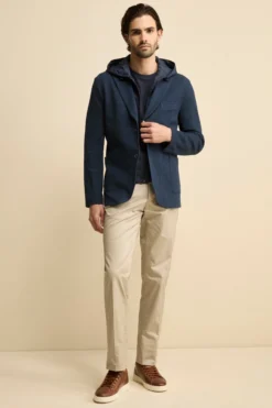 Giacca in Cotone con Pettorina e Cappuccio - BLU