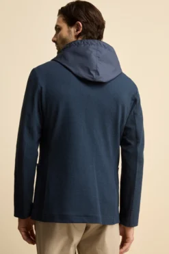 Giacca in Cotone con Pettorina e Cappuccio - BLU