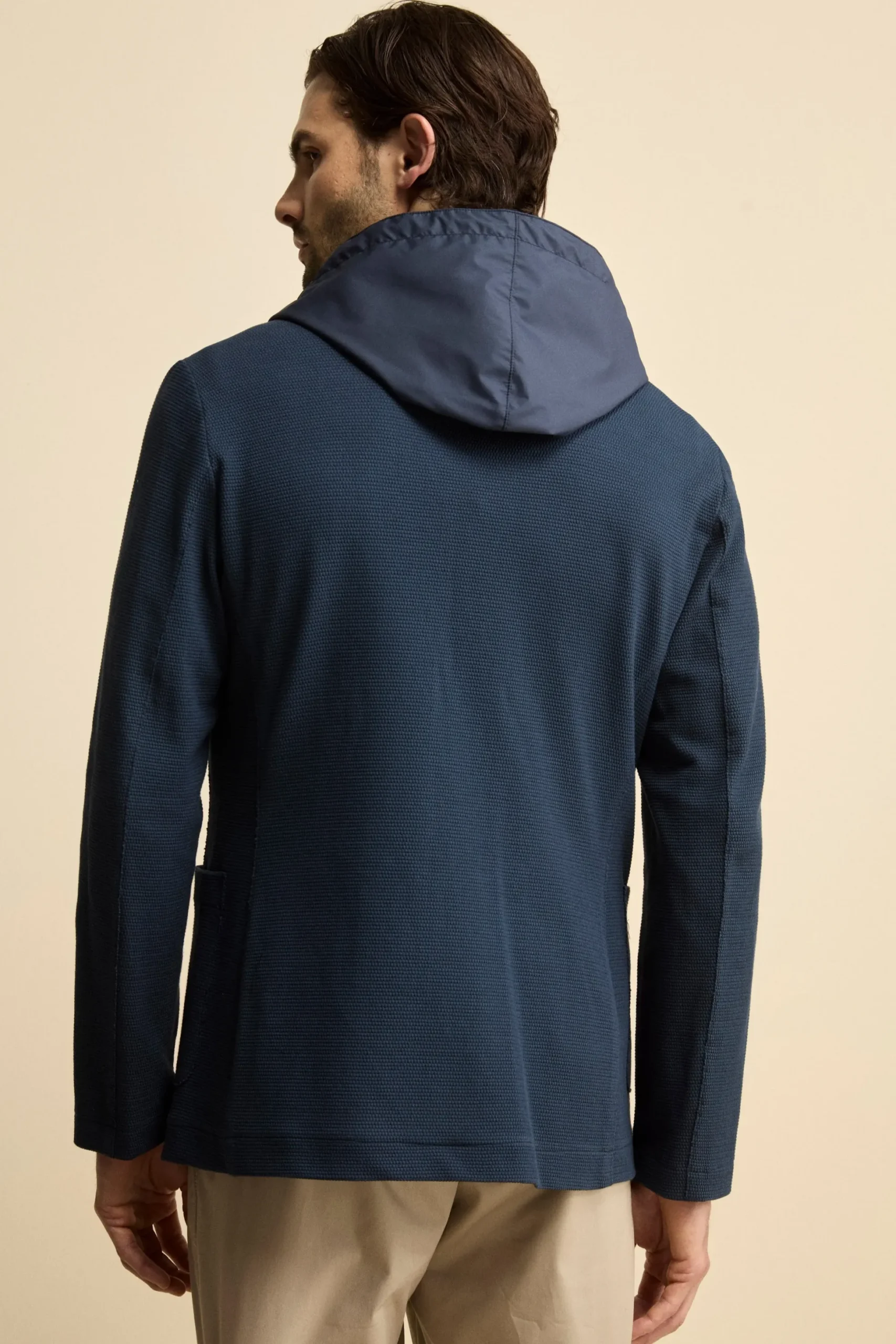Giacca in Cotone con Pettorina e Cappuccio - BLU