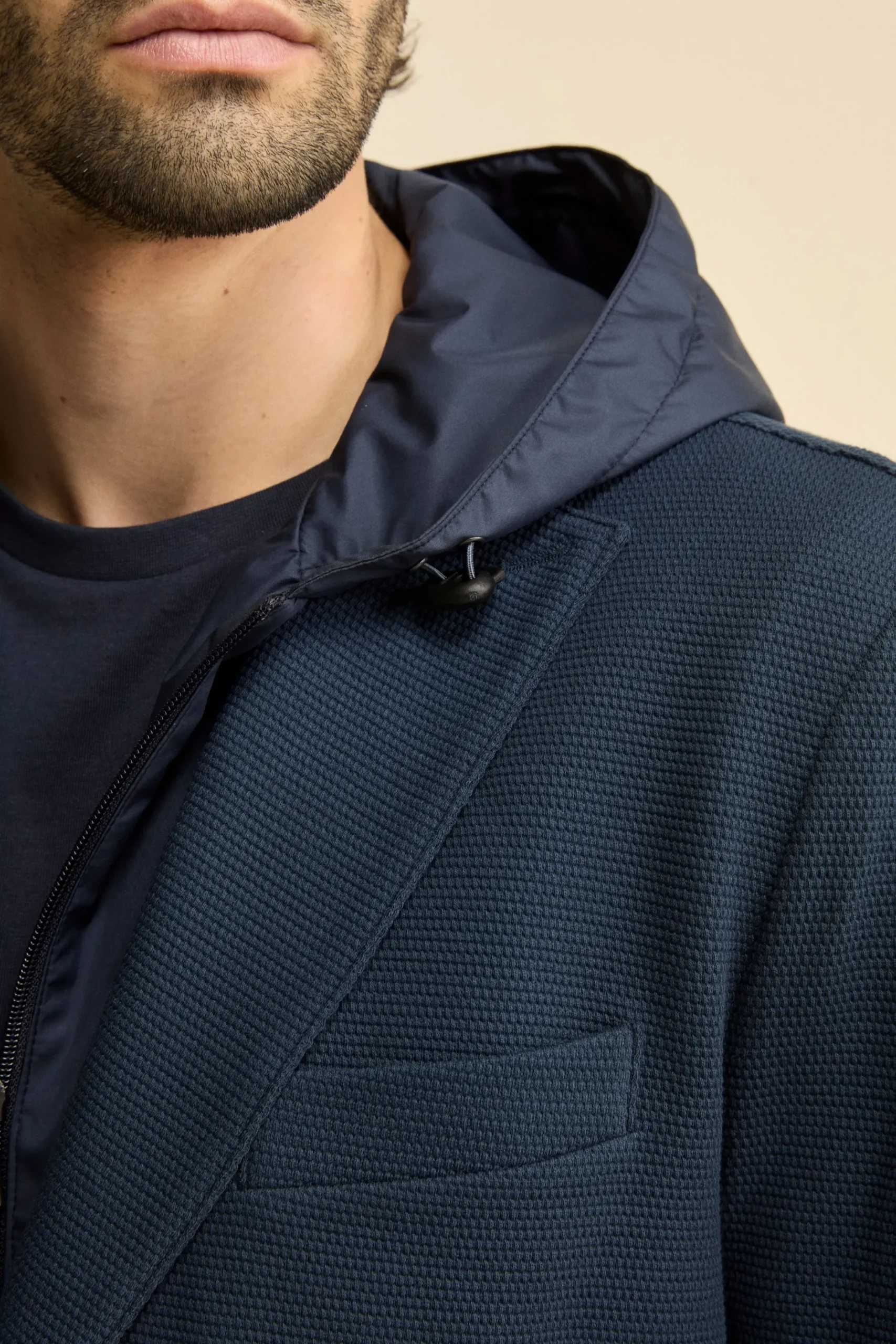 Giacca in Cotone con Pettorina e Cappuccio - BLU