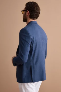 Giacca Monopetto Foderata Slim Fit in Pura Lana Vergine - FANT. BLU