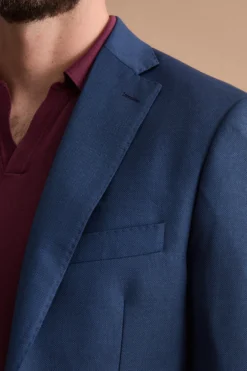 Giacca Monopetto Foderata Slim Fit in Pura Lana Vergine - FANT. BLU