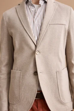 Giacca Monopetto Slim Fit con Revers Classico - NATURALE