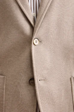 Giacca Monopetto Slim Fit con Revers Classico - NATURALE