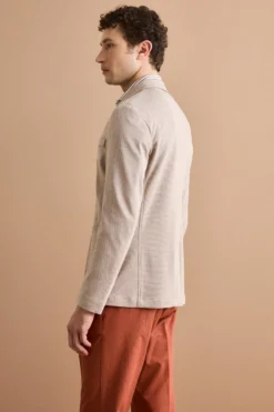 Giacca Monopetto Slim Fit con Revers Classico - NATURALE
