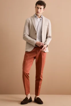 Giacca Monopetto Slim Fit con Revers Classico - NATURALE