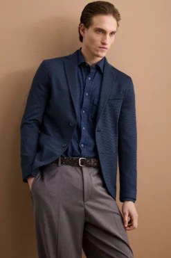 Giacca Monopetto Slim Fit con Revers Classico - BLU