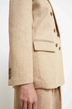 Giacca Over Doppiopetto in Lana - BEIGE SPIGATO
