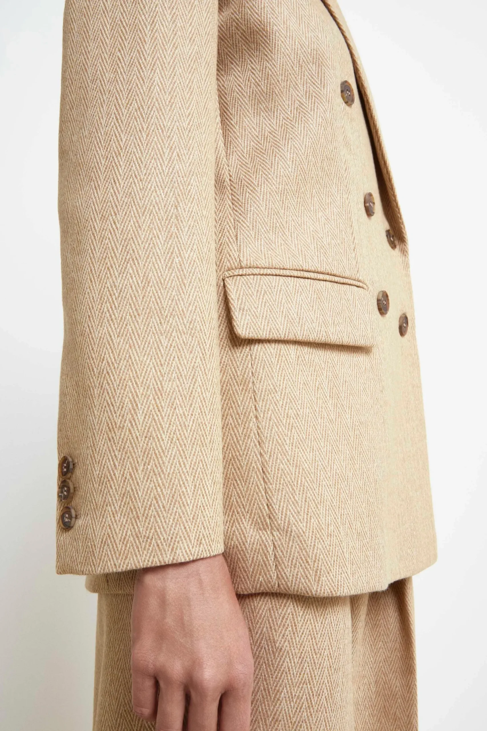 Giacca Over Doppiopetto in Lana - BEIGE SPIGATO