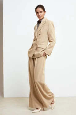 Giacca Over Doppiopetto in Lana - BEIGE SPIGATO