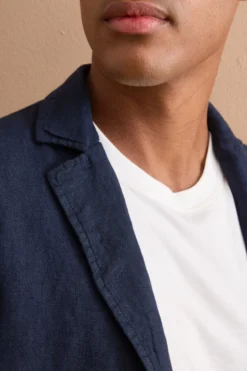 Giacca Regular Fit Sfoderata in Lino - BLU