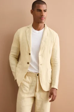 Giacca Regular Fit Sfoderata in Lino - SABBIA