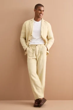 Giacca Regular Fit Sfoderata in Lino - SABBIA