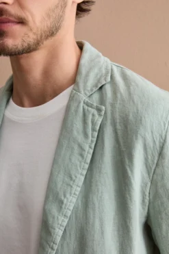 Giacca Regular Fit Sfoderata in Lino - VERDE