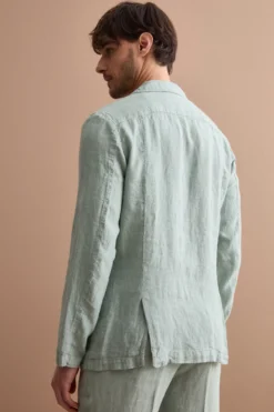 Giacca Regular Fit Sfoderata in Lino - VERDE