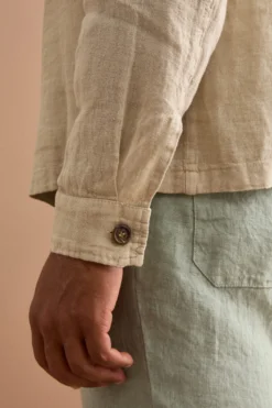 Giacca Sahariana in Lino con Tasche - BEIGE