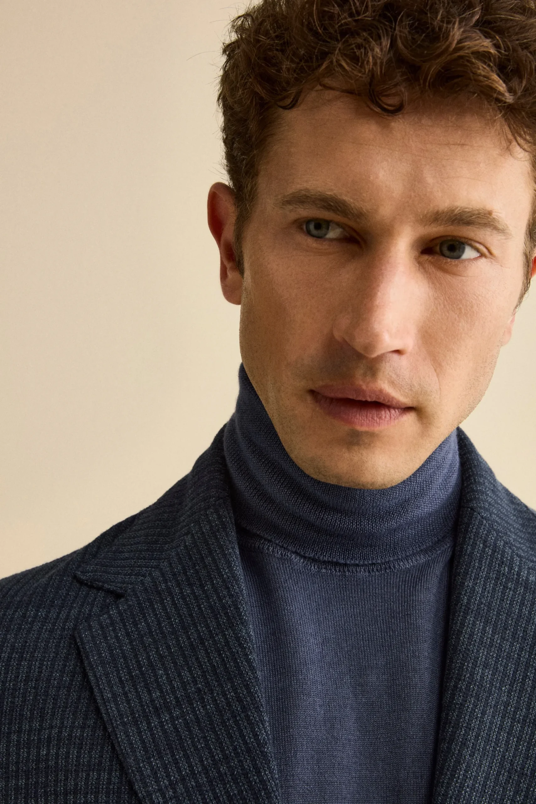 Giacca Sfoderata Slim Fit in Misto Cotone - BLU