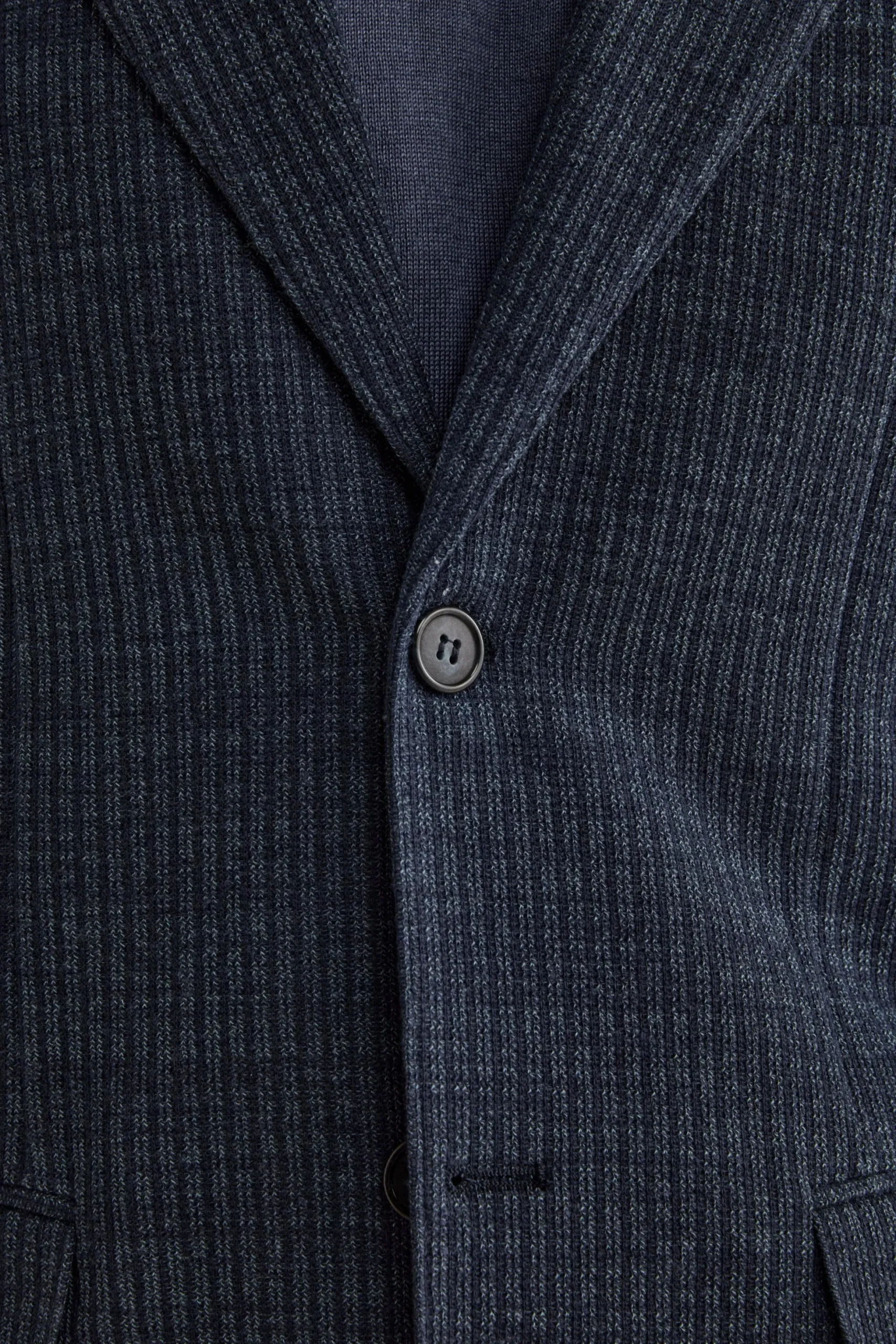 Giacca Sfoderata Slim Fit in Misto Cotone - BLU