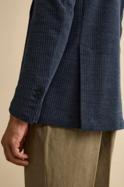 Giacca Sfoderata Slim Fit in Misto Cotone - BLU