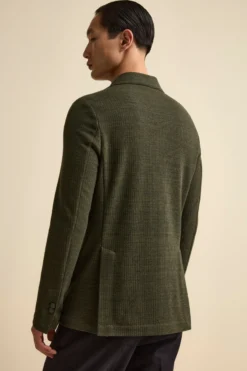 Giacca Sfoderata Slim Fit in Misto Cotone - VERDE
