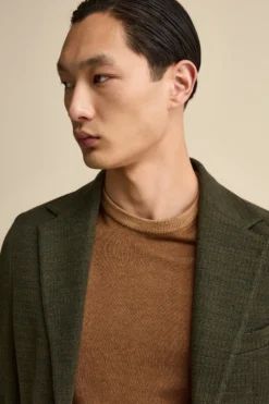 Giacca Sfoderata Slim Fit in Misto Cotone - VERDE