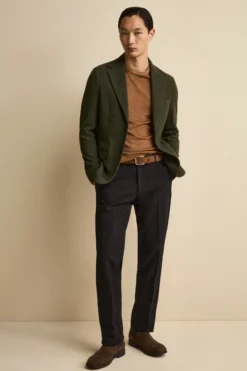 Giacca Sfoderata Slim Fit in Misto Cotone - VERDE