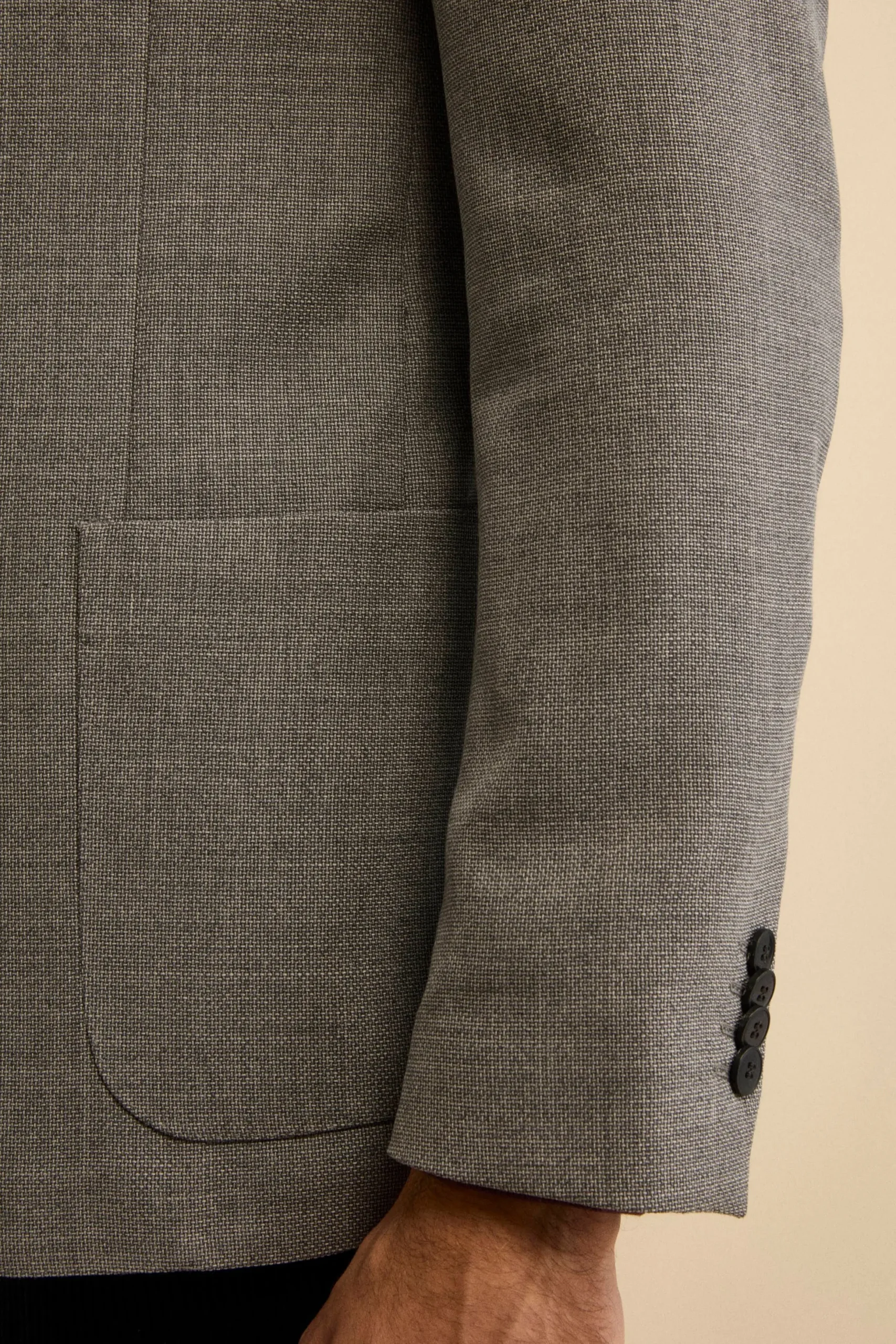 Giacca Slim Fit Monopetto in Lana Vergine - GRIGIO CHIARO