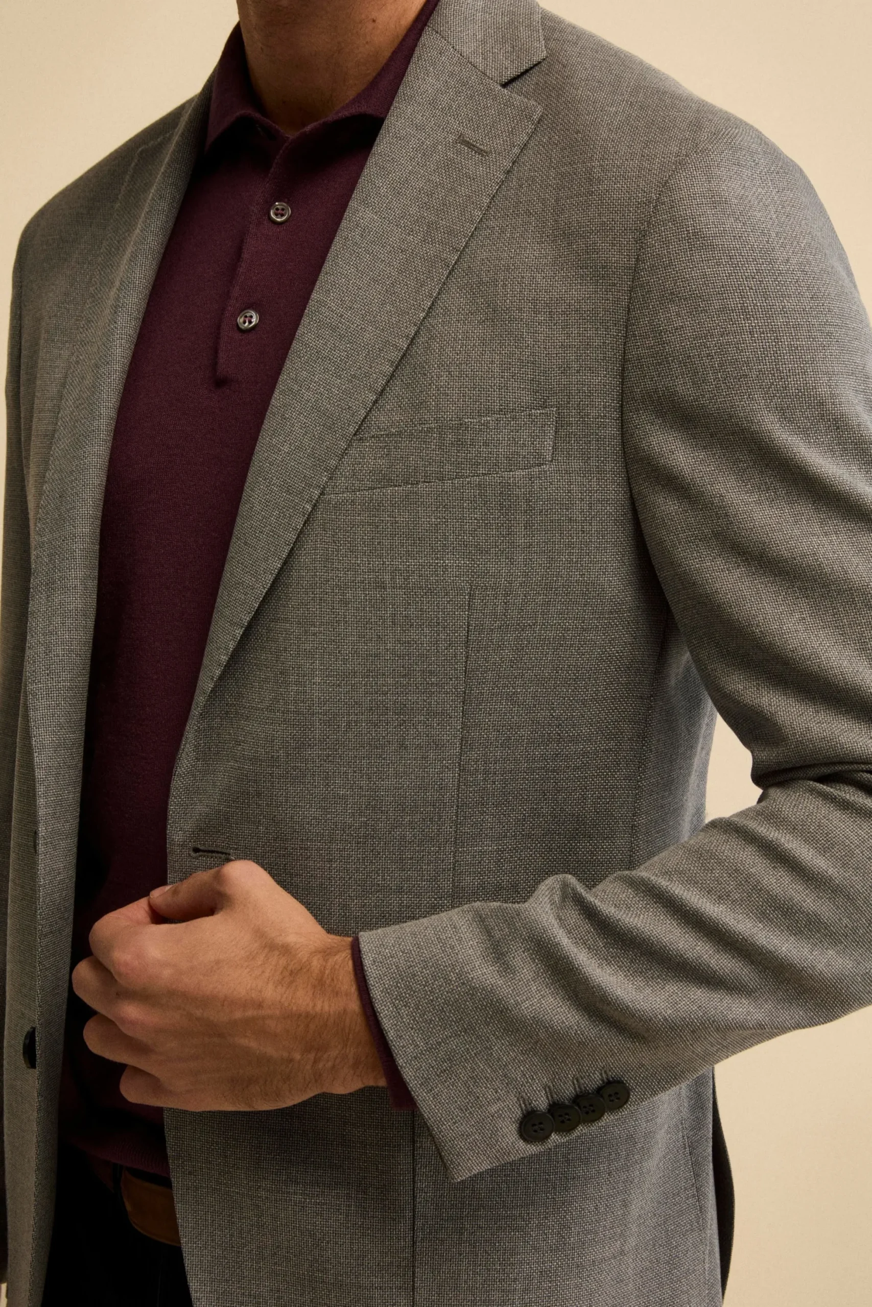 Giacca Slim Fit Monopetto in Lana Vergine - GRIGIO CHIARO