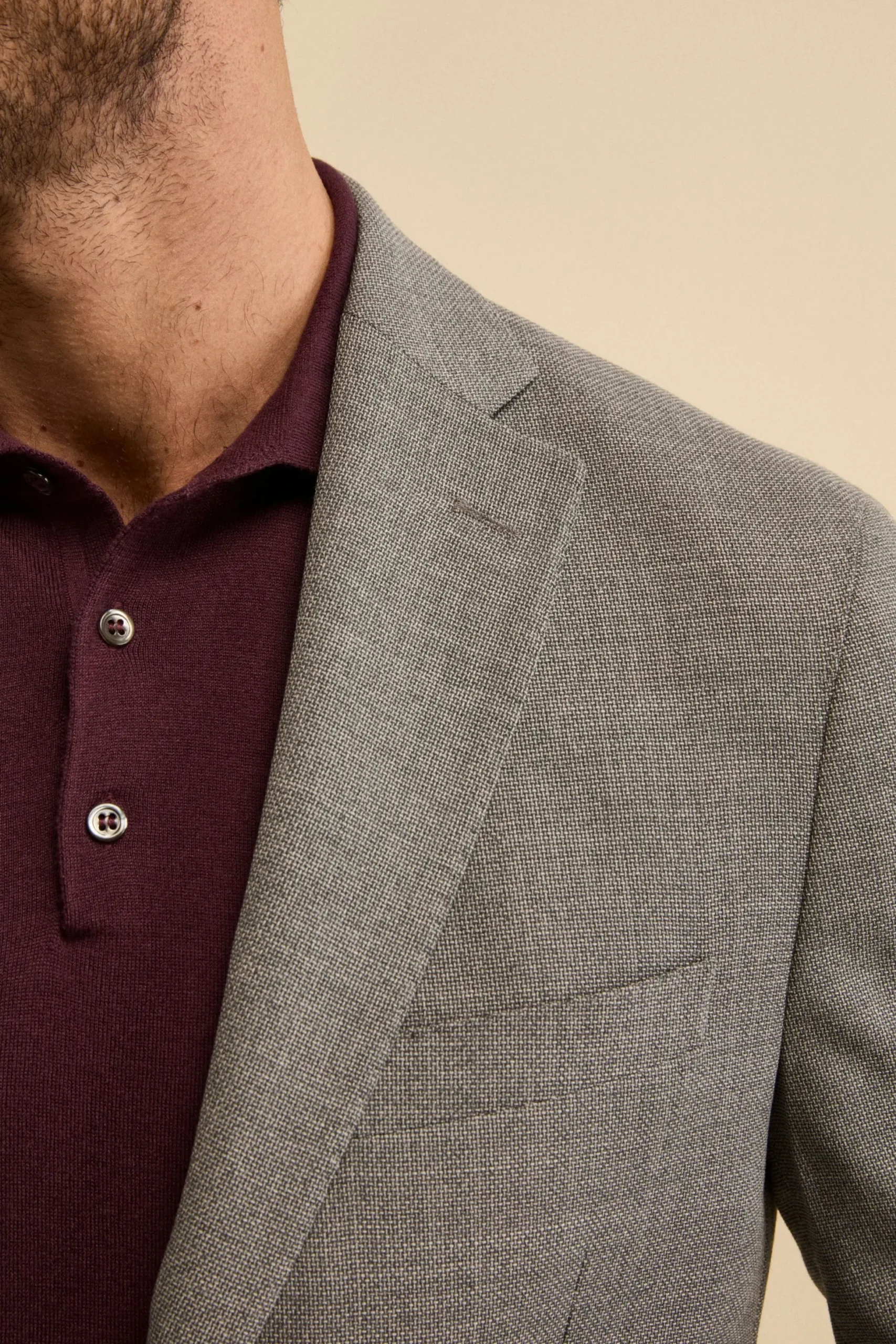 Giacca Slim Fit Monopetto in Lana Vergine - GRIGIO CHIARO