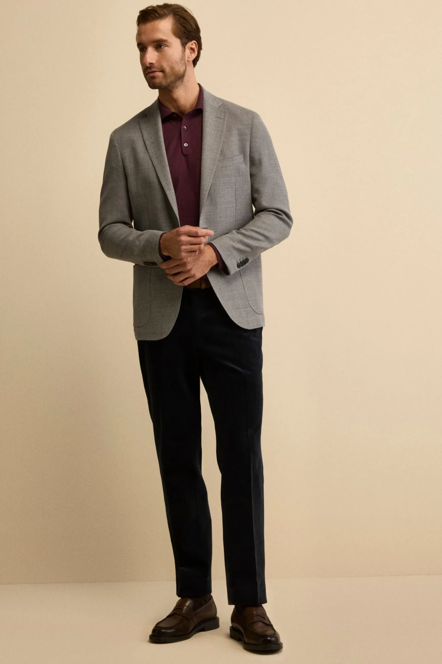 Giacca Slim Fit Monopetto in Lana Vergine - GRIGIO CHIARO