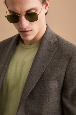 Giacca Slim Fit Semifoderata in Lana Vergine - MARRONE