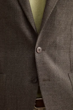 Giacca Slim Fit Semifoderata in Lana Vergine - MARRONE