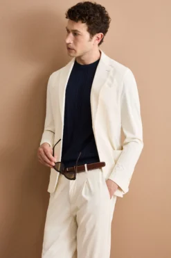 Giacca Tecnica Sfoderata Slim Fit - PANNA