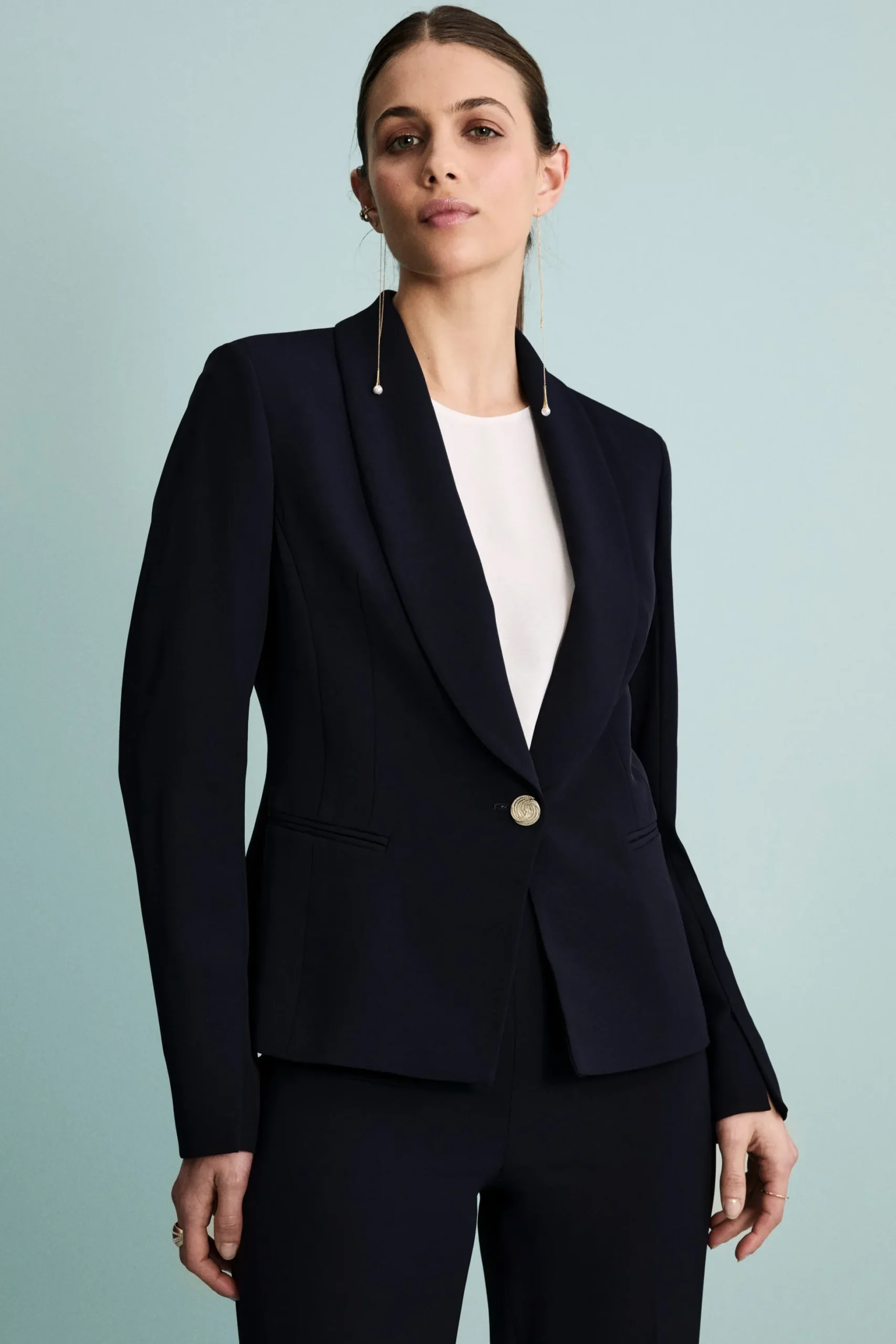 Giacca Twill Cerimonia con Collo Sciallato - BLU