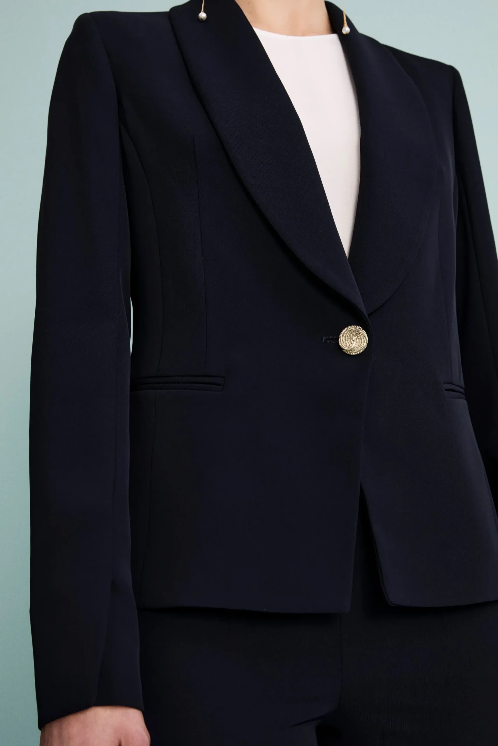 Giacca Twill Cerimonia con Collo Sciallato - BLU