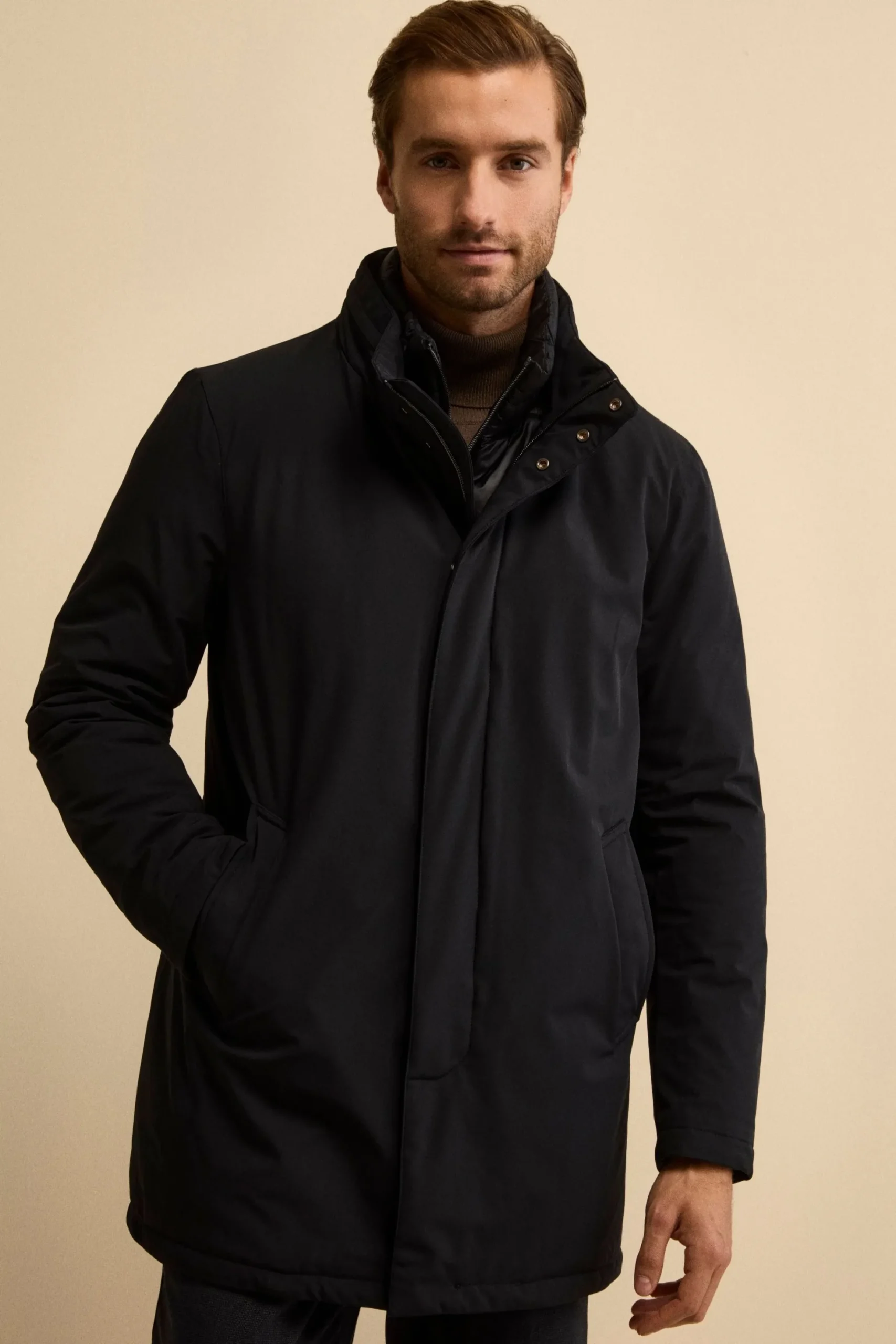 Giaccone Midi Imbottito con Pettorina - BLU