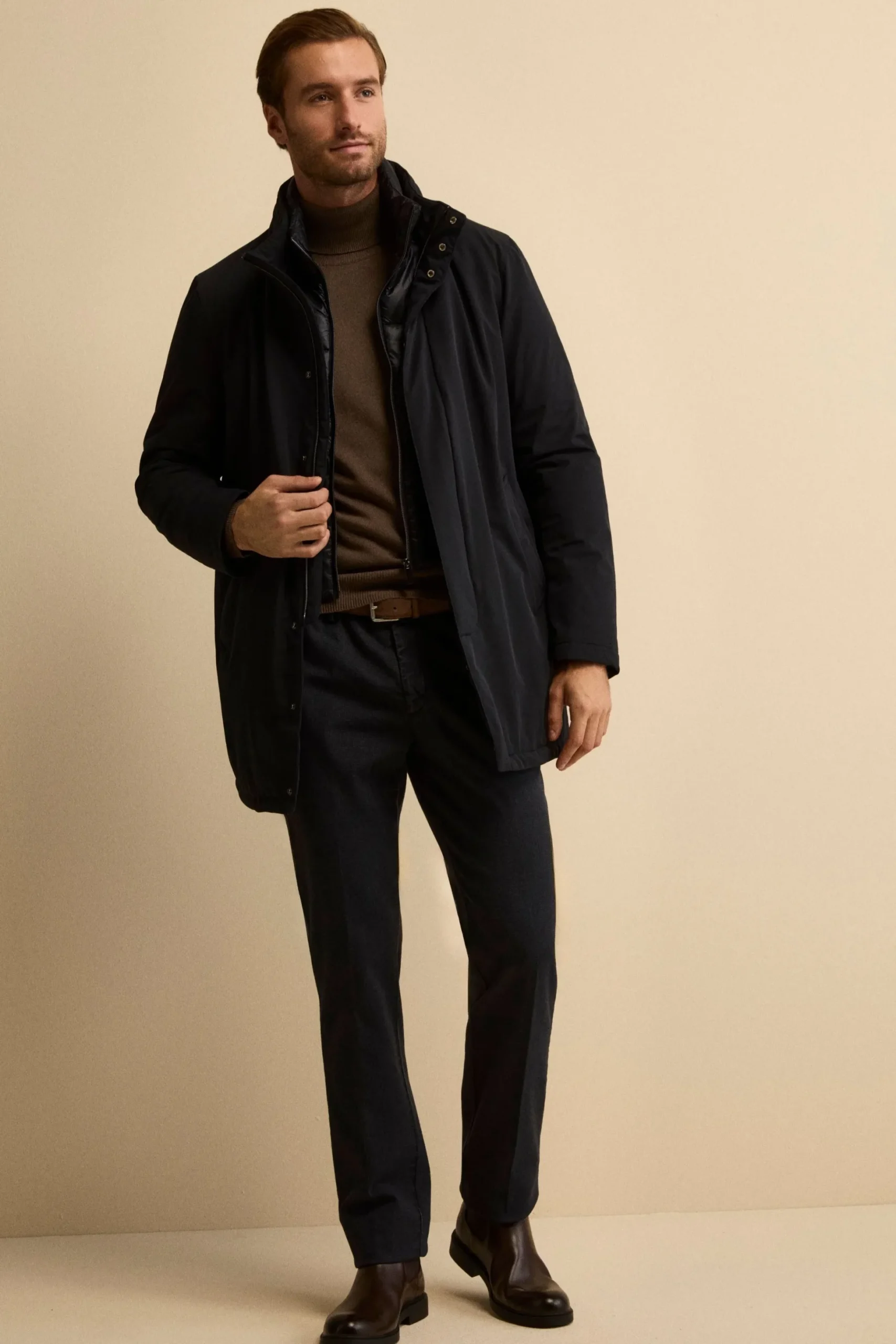 Giaccone Midi Imbottito con Pettorina - BLU
