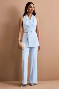 Gilet Cady da Cerimonia con Cintura - CIELO
