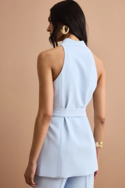 Gilet Cady da Cerimonia con Cintura - CIELO