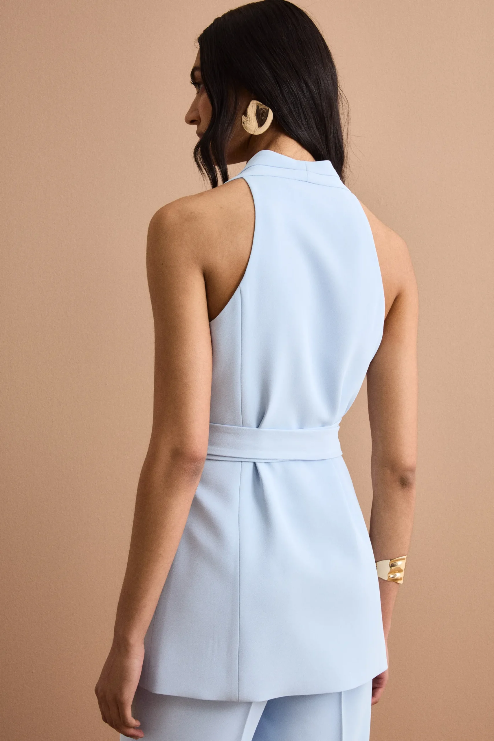 Gilet Cady da Cerimonia con Cintura - CIELO