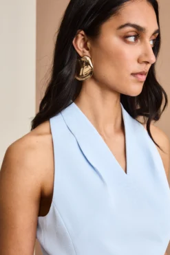 Gilet Cady da Cerimonia con Cintura - CIELO