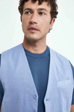 Gilet Casual in Cotone - AZZURRO