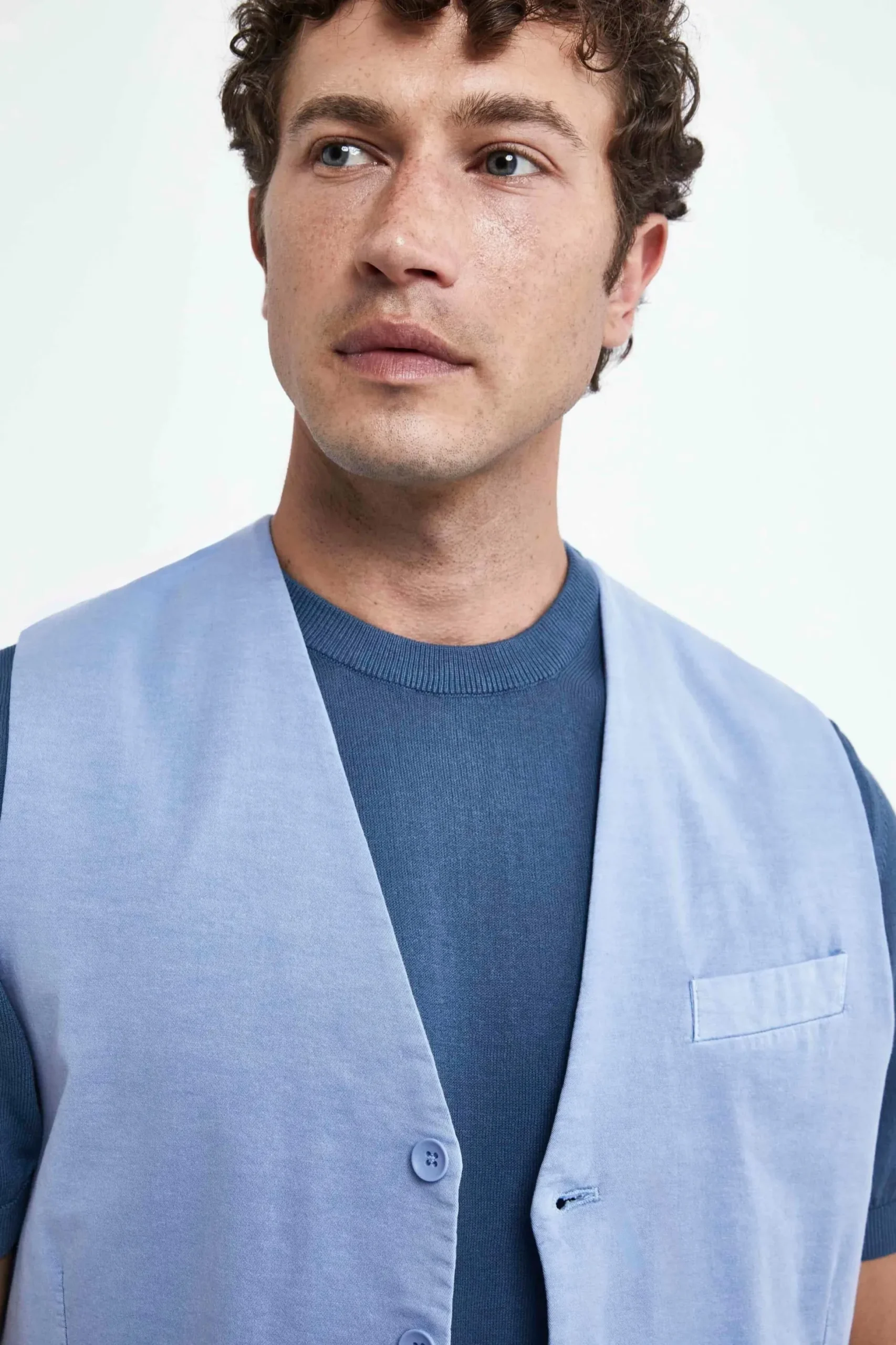 Gilet Casual in Cotone - AZZURRO