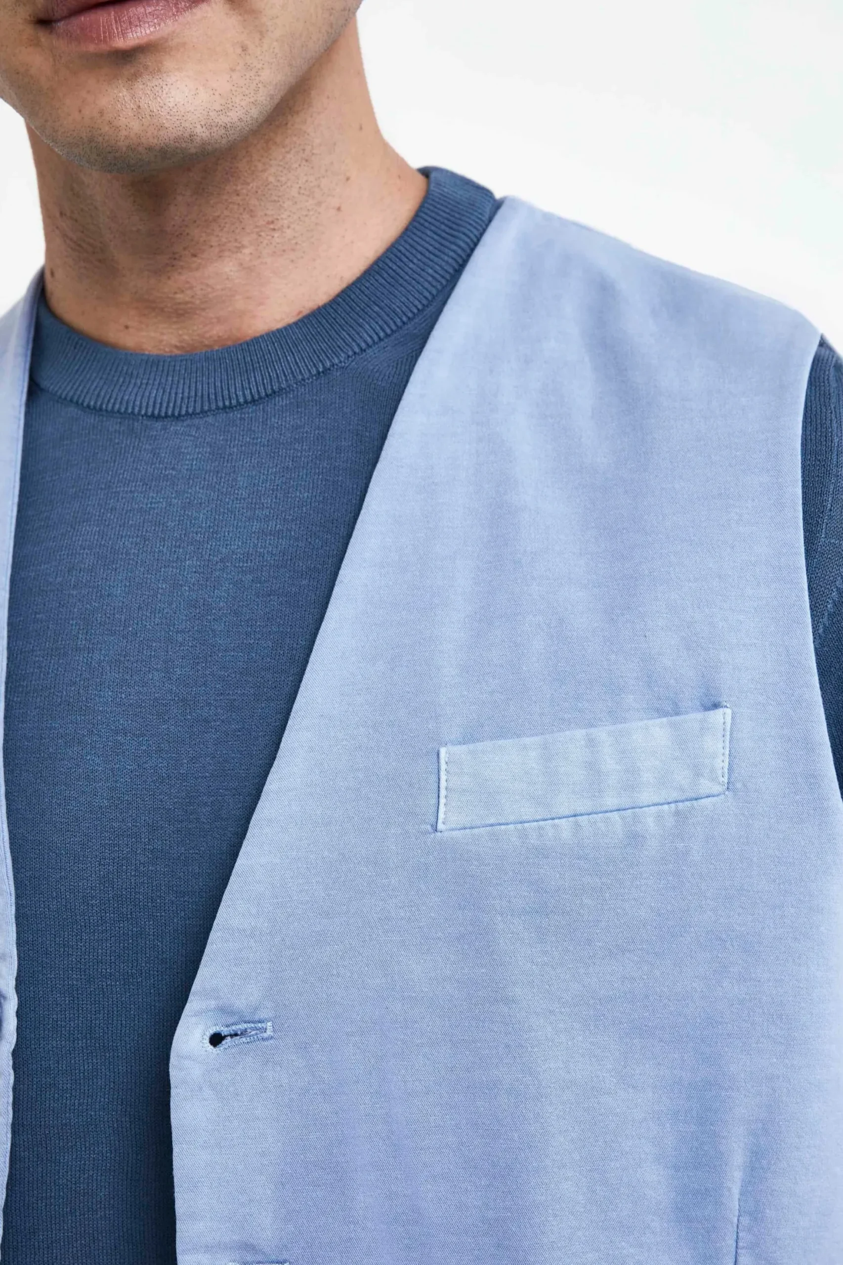 Gilet Casual in Cotone - AZZURRO