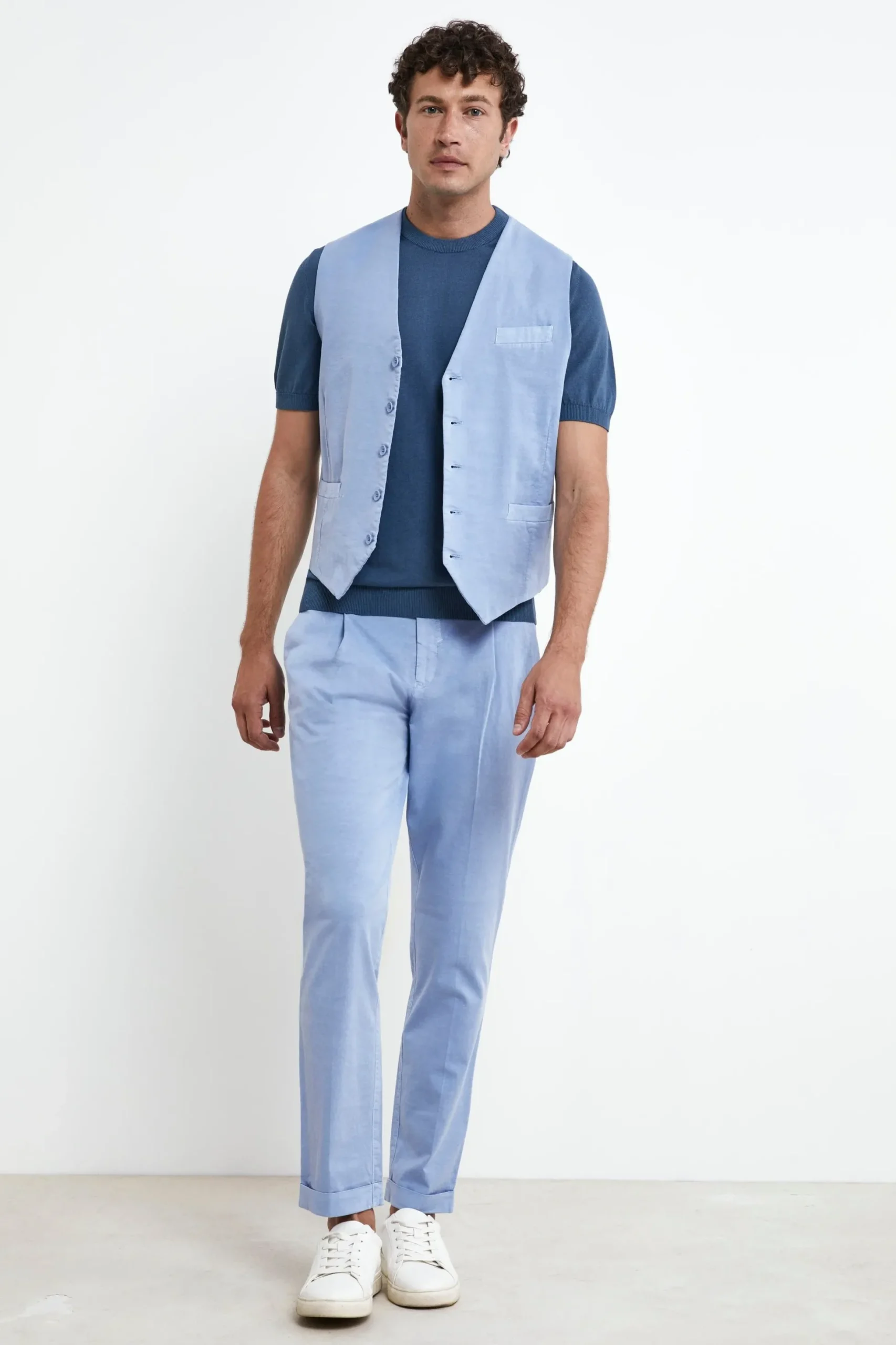 Gilet Casual in Cotone - AZZURRO