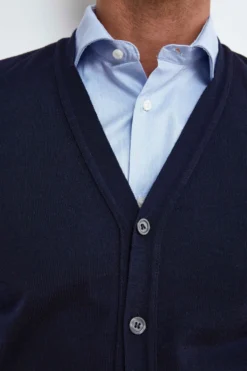 Gilet con Bottoni in Lana merino - BLU